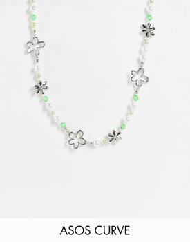 Beaded faux pearl necklace