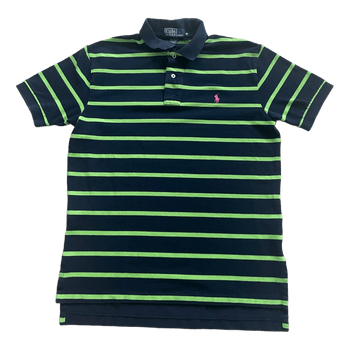 Navy striped polo shirt