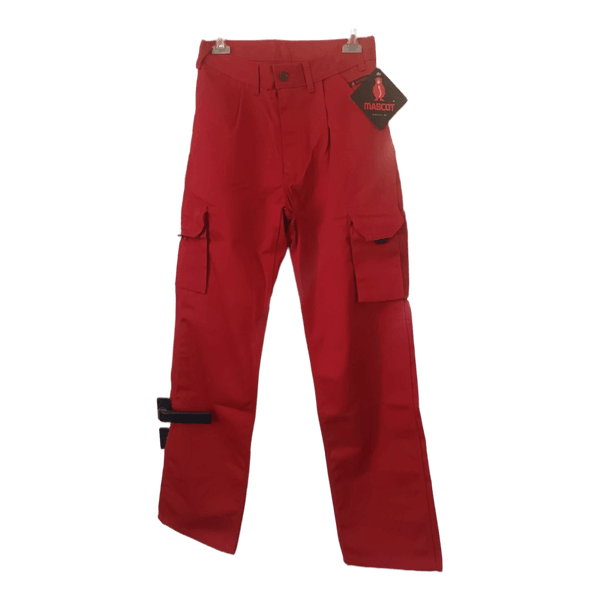Red cargo work trousers