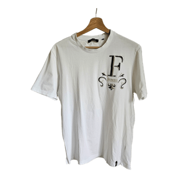 Gianfranco Ferré White Logo T-Shirt Men's Size L Fits M 100% Cotton Designer Tee