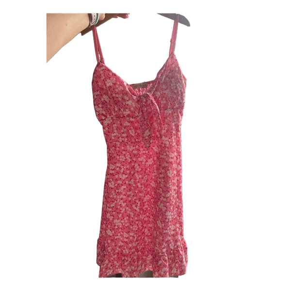 Pink floral mini dress