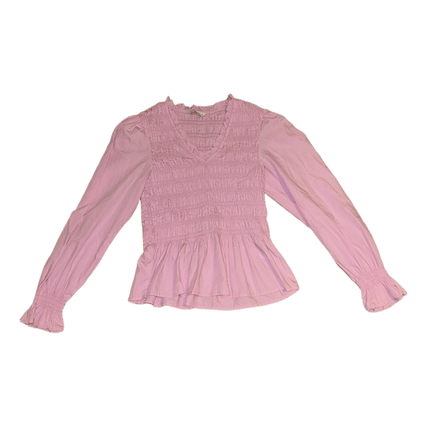 Lyserød langærmet smock bluse
