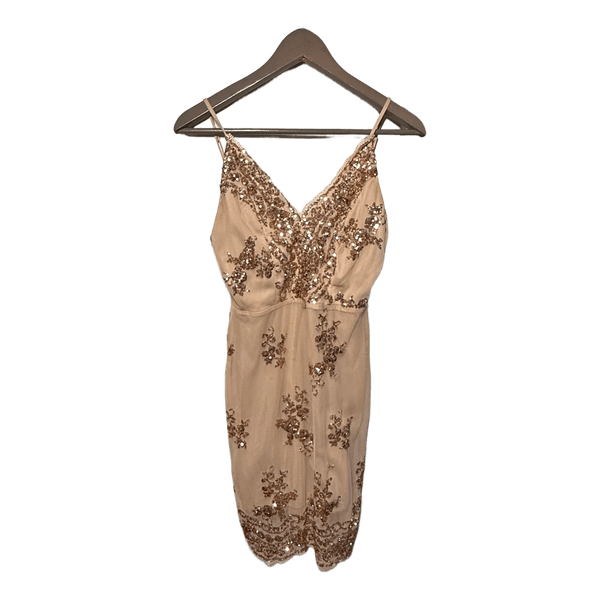 Beige sequin mini dress