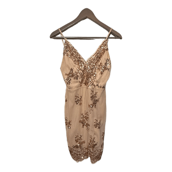 Beige sequin mini dress