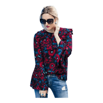 & Other Stories floral boho blouse | romantic dark boho | flare sleeve top