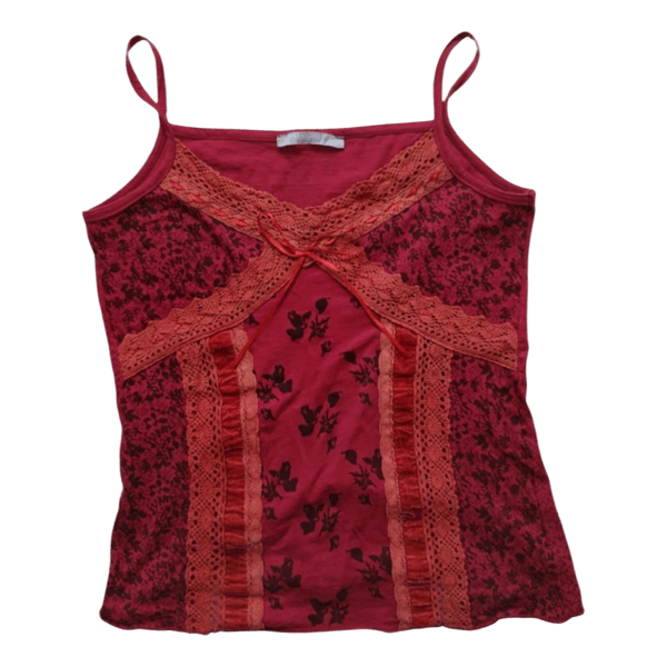 Red floral tank top