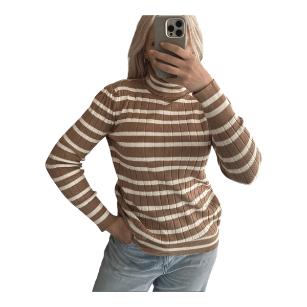 Striped cotton turtleneck