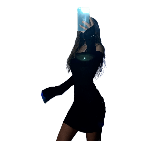 Black long sleeve mini dress