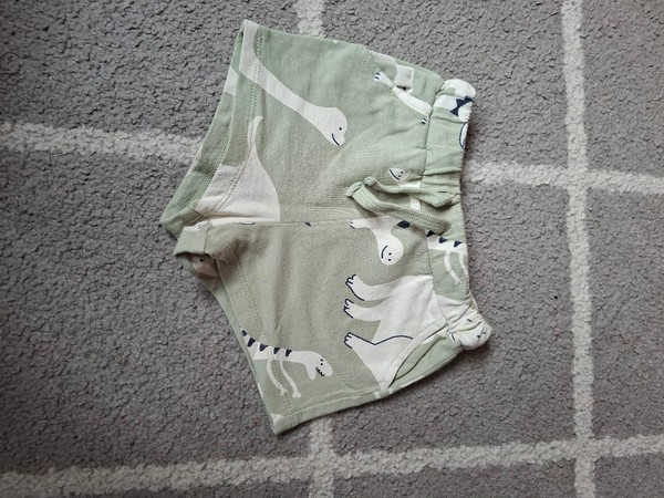 Green dinosaur print shorts