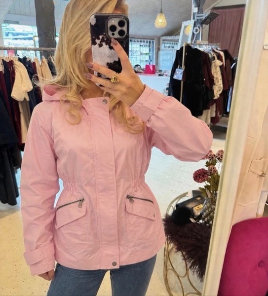 Pink hooded parka jacket