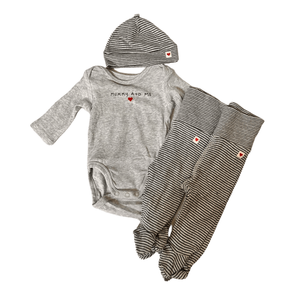 Baby Set Grau Gestreift
