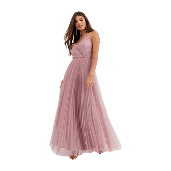 Fuller bust cami pleat tulle dress