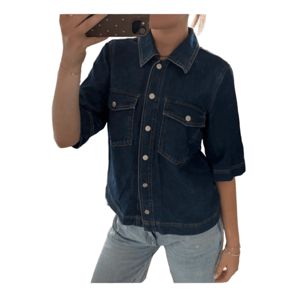 Mørkeblå denimskjorte