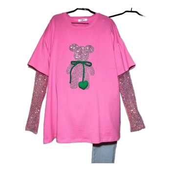 Pink layered bear top