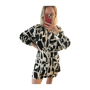 H&M valko-musta silkkinen mekko