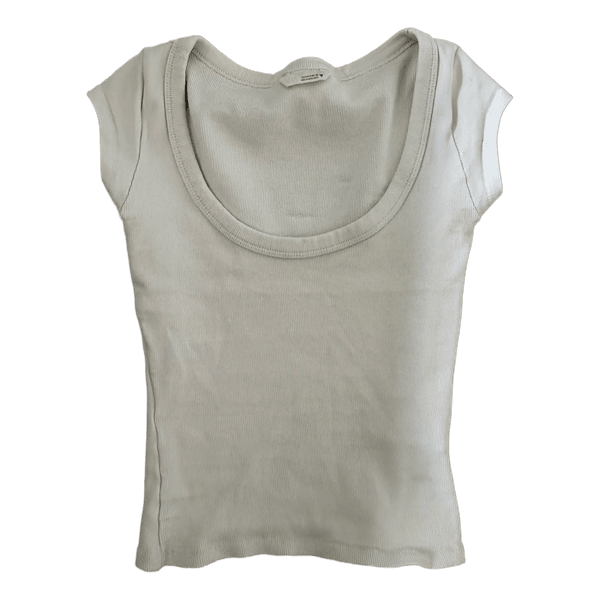 Hvid ribbet t-shirt