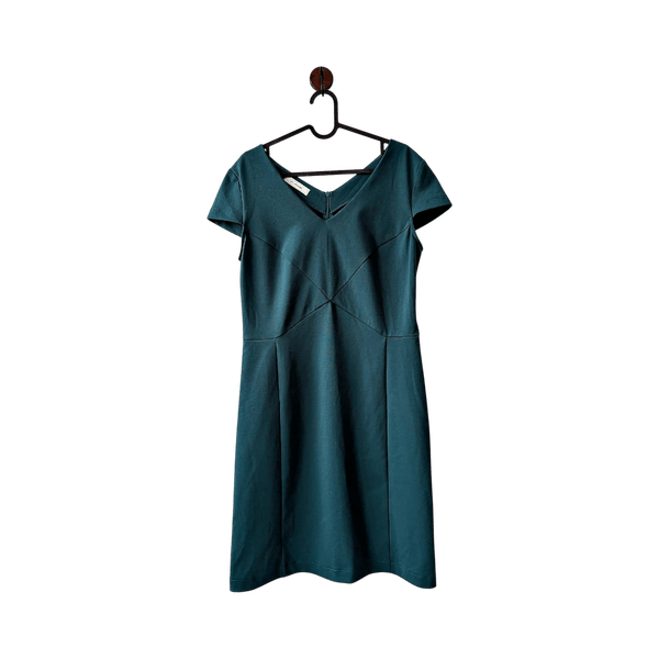 Promod Women’s dark green cap-sleeve scuba crepe sheath dress size L / 40