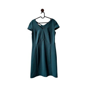 Promod Women’s dark green cap-sleeve scuba crepe sheath dress size L / 40