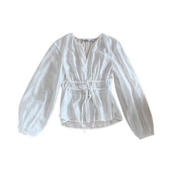 White sheer button blouse