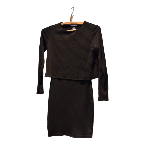 Black ribbed mini dress