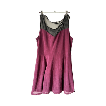 Burgundy sleeveless dress with black mesh