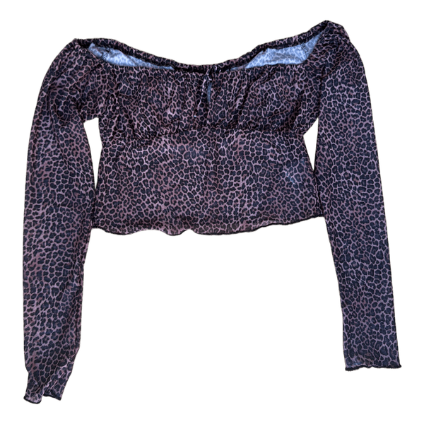 Leopard print mesh top