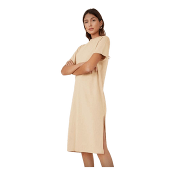 Beige cotton t-shirt dress