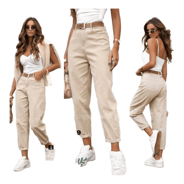 Beige mom fit jeans