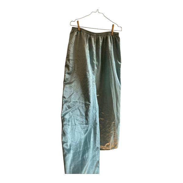 Green satin trousers
