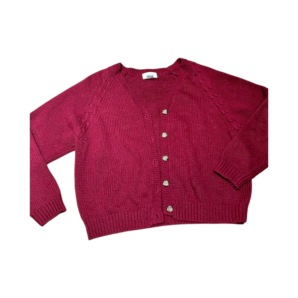 Burgundy knit cardigan