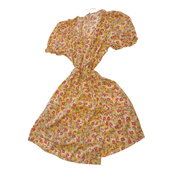 Yellow floral wrap dress