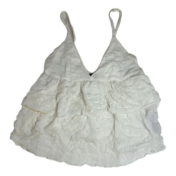 White ruffle tank top