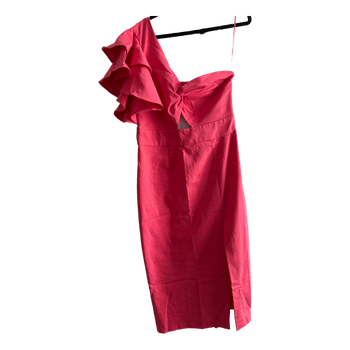 Pink one-shoulder ruffle dress