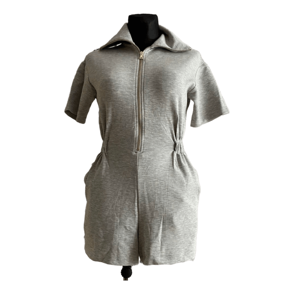 Grey zip-up playsuit