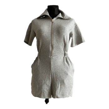 Grey zip-up playsuit
