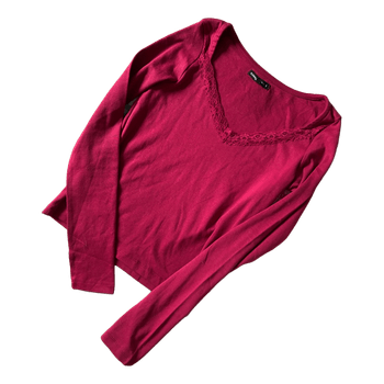 Burgundy long-sleeved top