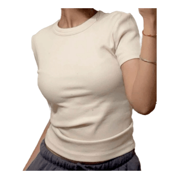 Beige ribattu t-paita