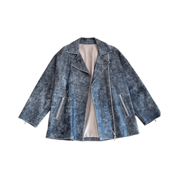 Grey leather biker jacket
