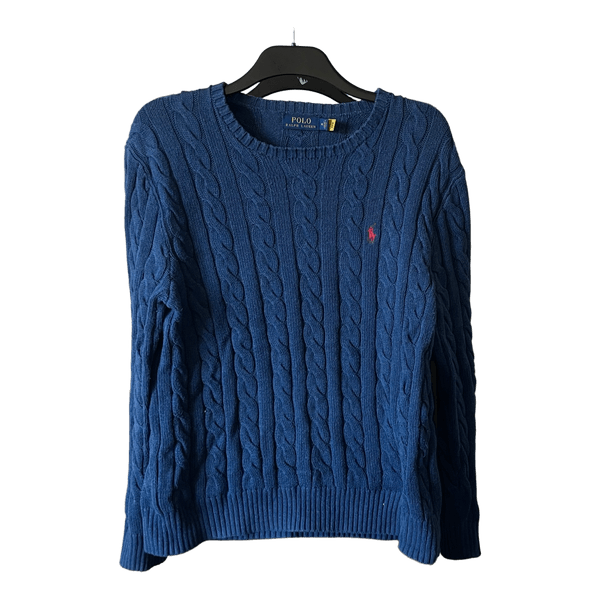 Blue cable knit sweater