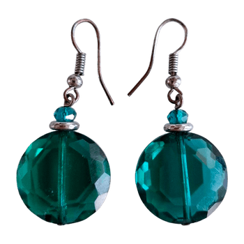 Green crystal drop vintage earrings