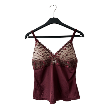Burgundy floral lace camisole