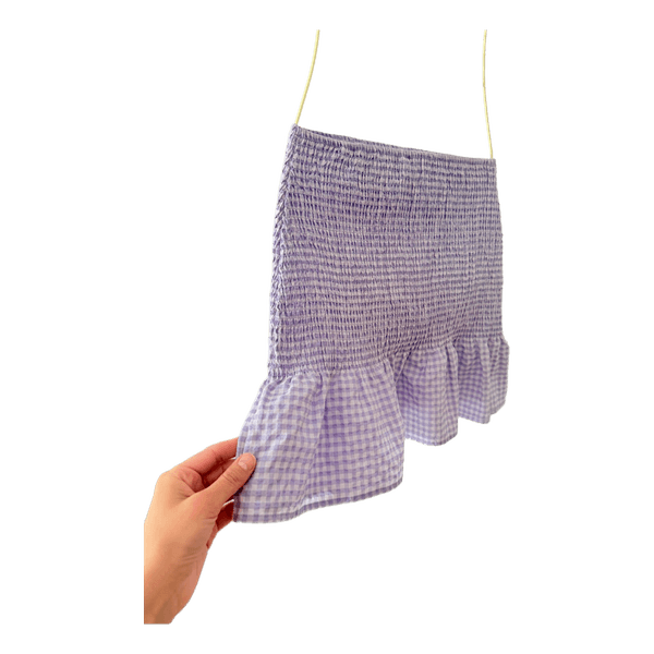 Gingham smocked mini skirt