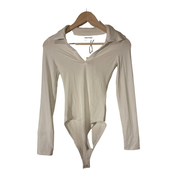 White bodysuit with collar