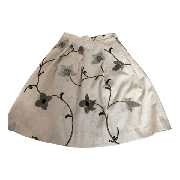Beige floral embroidered skirt