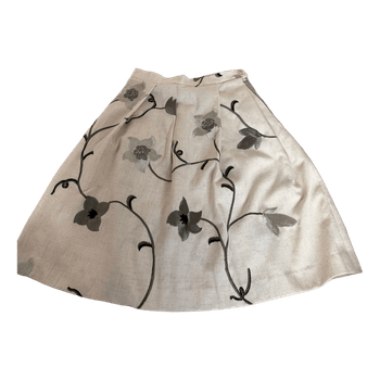 Beige floral embroidered skirt
