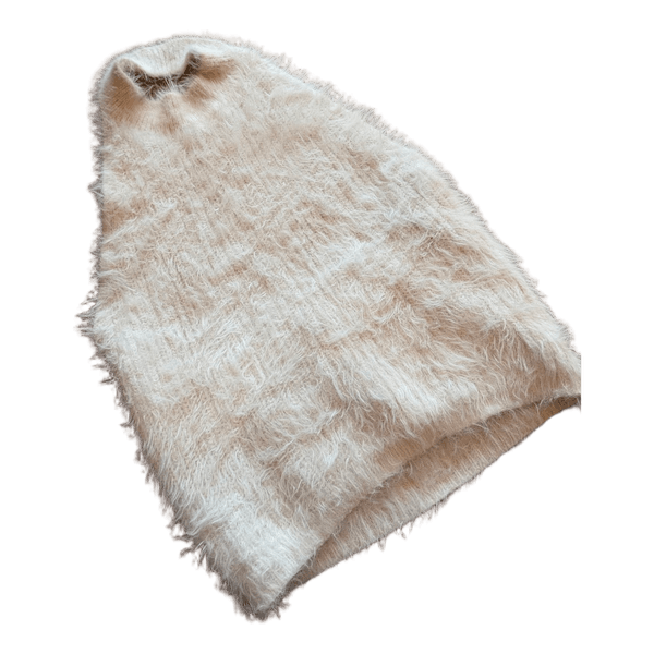 Cream fuzzy knit top