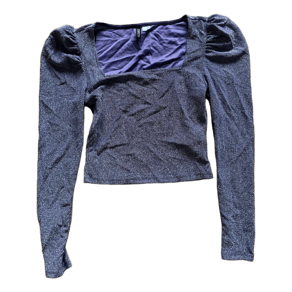 Purple glitter square neck top