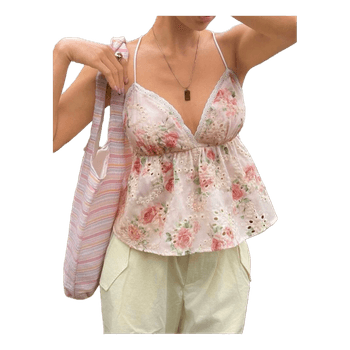 Floral embroidered camisole top