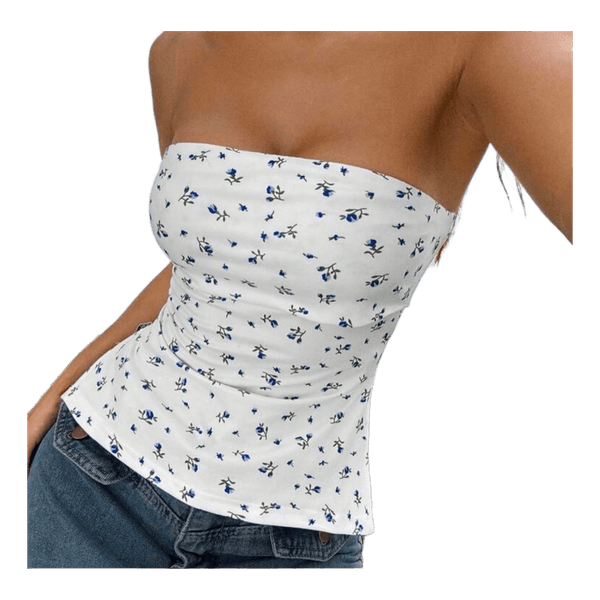 Hvid blomstret tubetop
