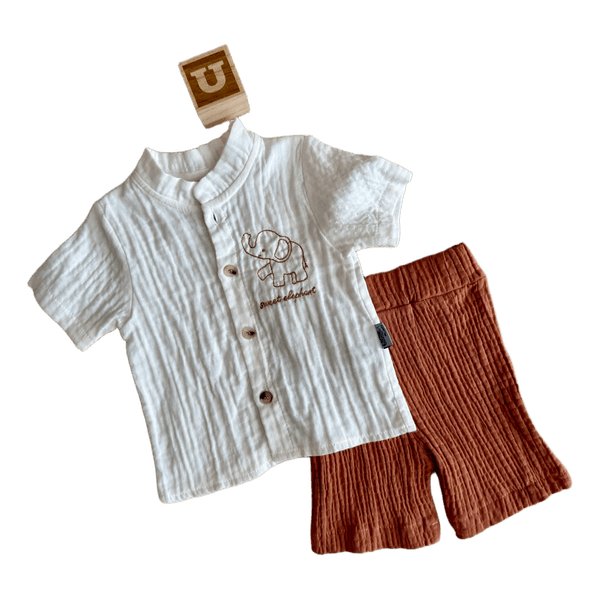 Baby muslin shirt and shorts set